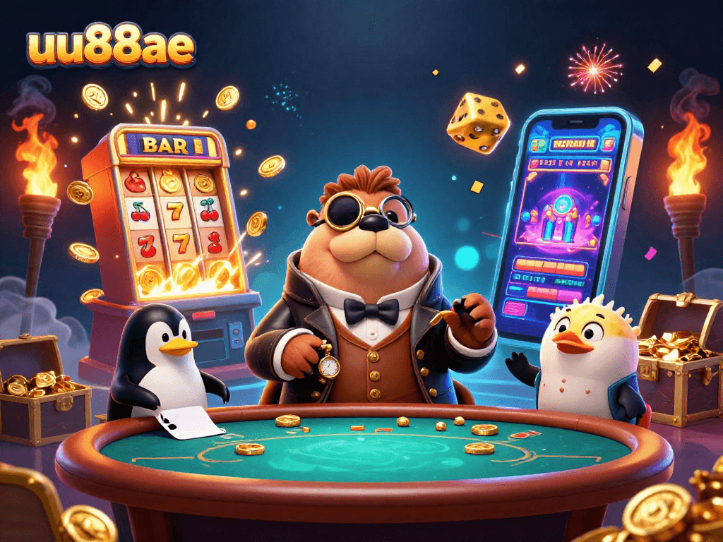 Experience exciting gameplay at uu88ae with a jolly walrus and vibrant casino visuals.