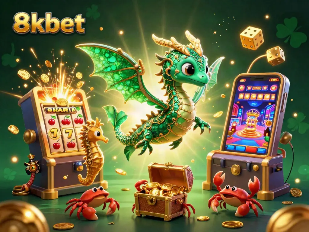 Experience exciting games at 8xbet with a vibrant sea dragon and jackpot symbols bursting forth.