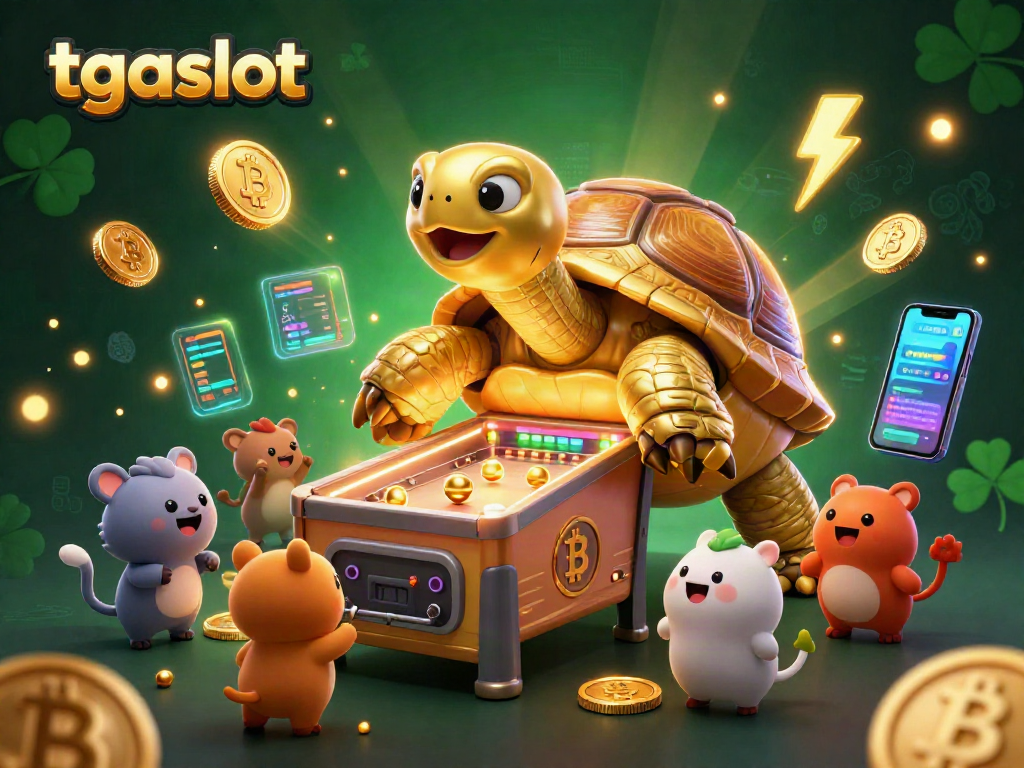 ภาพ tgaslot ที่ออกแบบ 3D แสดงจุดเด่นของเกมสล็อตและ cryptocurrency