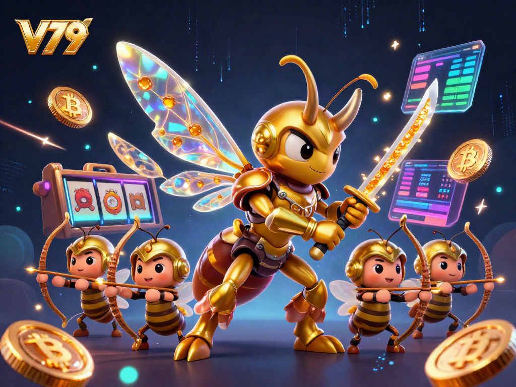 Engage in thrilling gameplay at V79, where vibrant characters interact amid a dynamic casino environment.