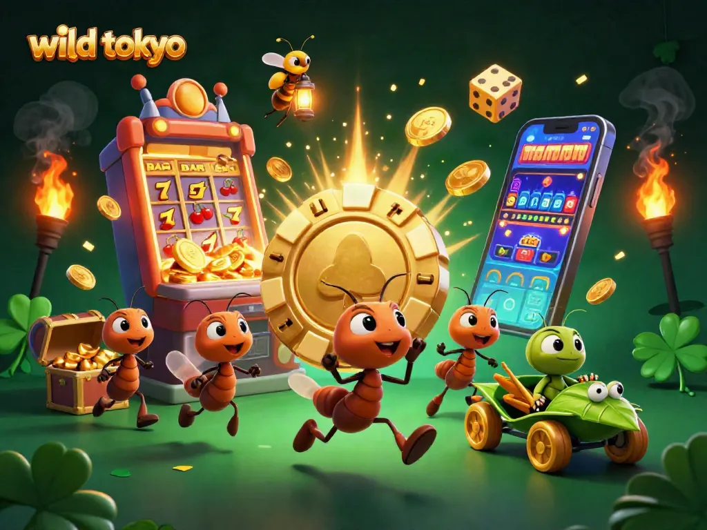 Experience excitement at Wild Tokyo with a heist of giant poker chips and vibrant casino action.