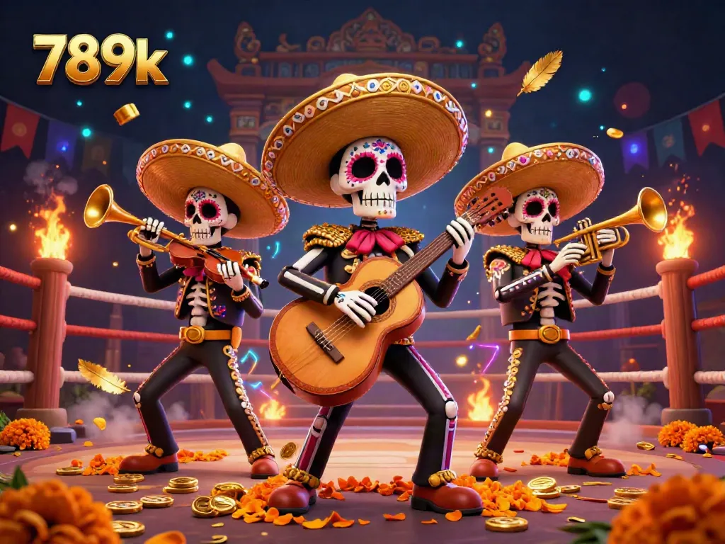 Engage in thrilling action at 789k with colorful mariachi skeletons in a vibrant casino-themed realm.