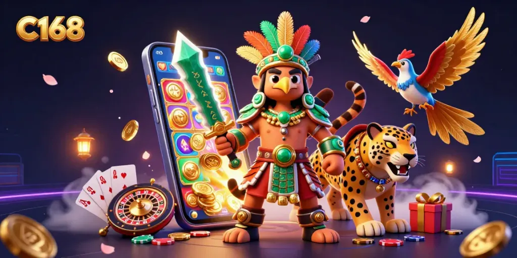 C168 players strategize their wins with vibrant slot games and engaging character animations