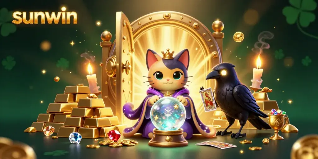Experience thrilling entertainment with sunwin through mystical illustrations of fortune and chance.