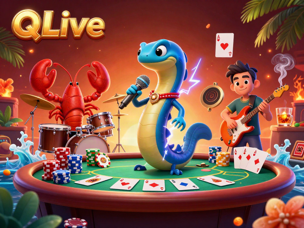 QQLive excitement captured at an underwater casino with vibrant characters and rich gambling elements.