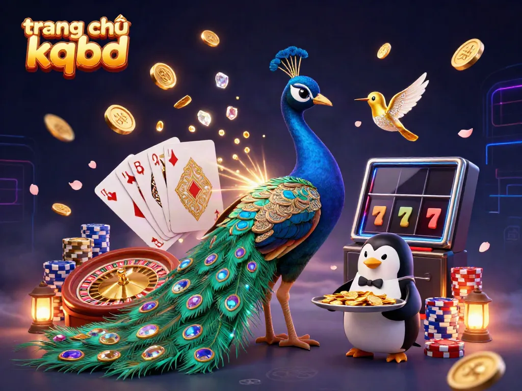Experience the vibrant ambiance at trang chủ kqbd with the aristocratic peacock, golden chips, and dynamic game elements.