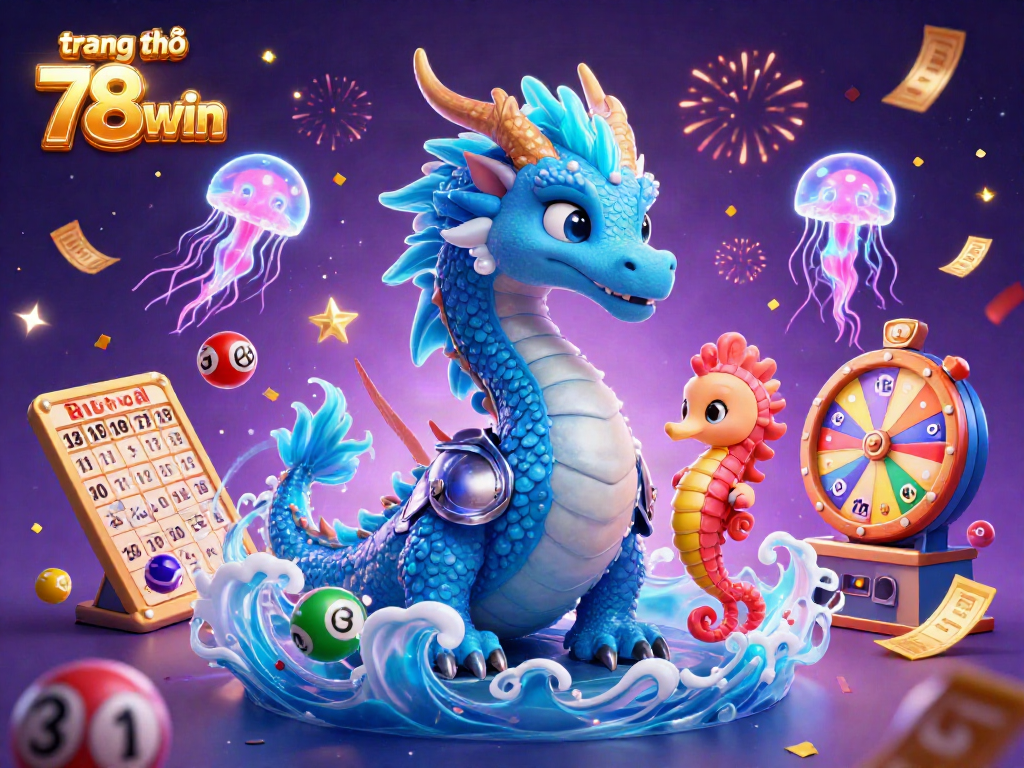 Engage with the vibrant world of trang chủ 78win featuring a dazzling azure dragon, seahorse knight, and dynamic gaming elements.