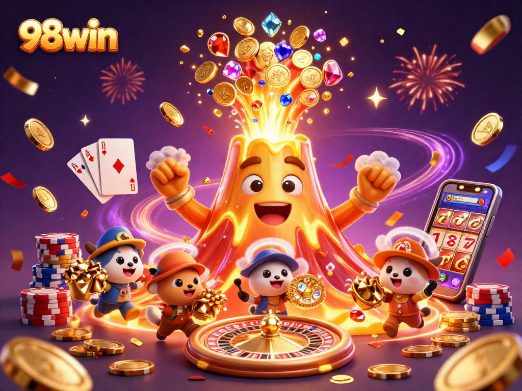 Experience thrilling wins with 98win's casino magic, featuring vibrant games and treasure.