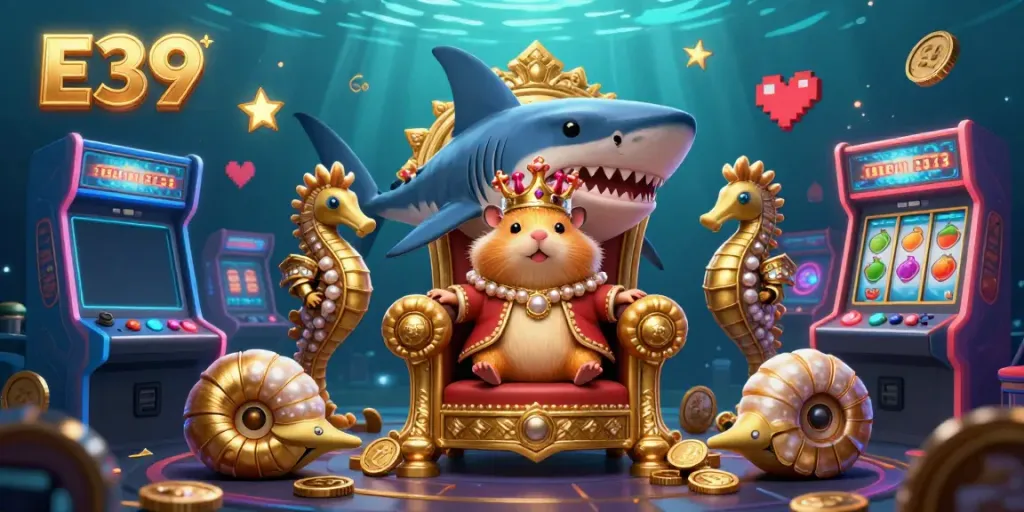 Trải nghiệm E39 tại sòng bạc với hamster vua và cá bảo vệ, trò chơi arcade 3D và không gian sống động