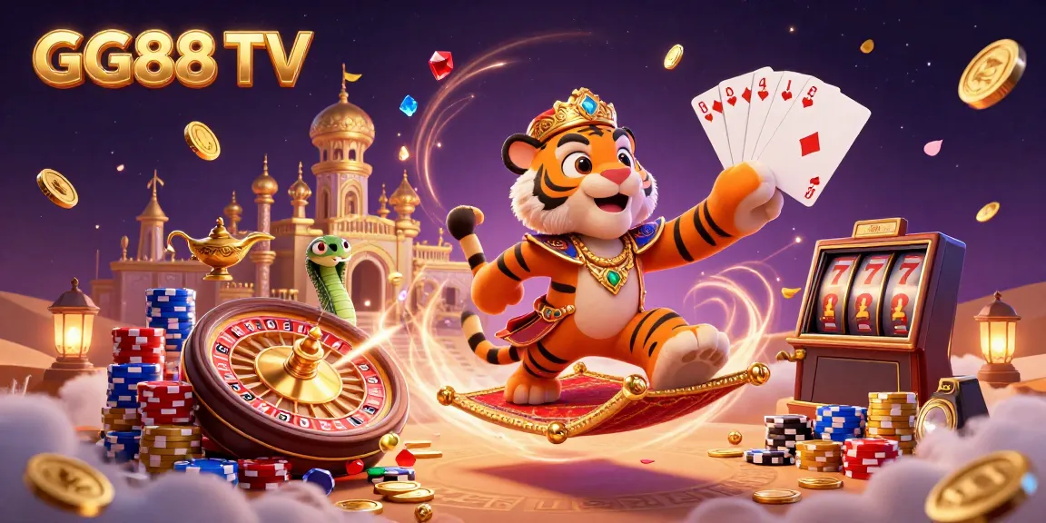 Experience the thrill of gambling with GG88 TV in a vibrant casino scene filled with rich visuals.