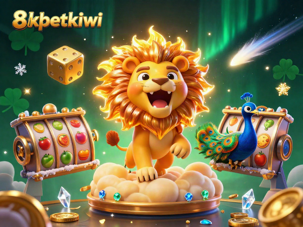 Experience the thrill of winning with 8xbetkiwi in this colorful casino scene filled with vibrant slot machines.