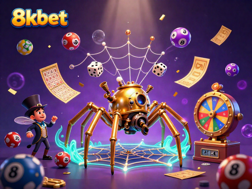 Engage with 8xbet in a vibrant, action-packed casino scene filled with dynamic gaming elements.