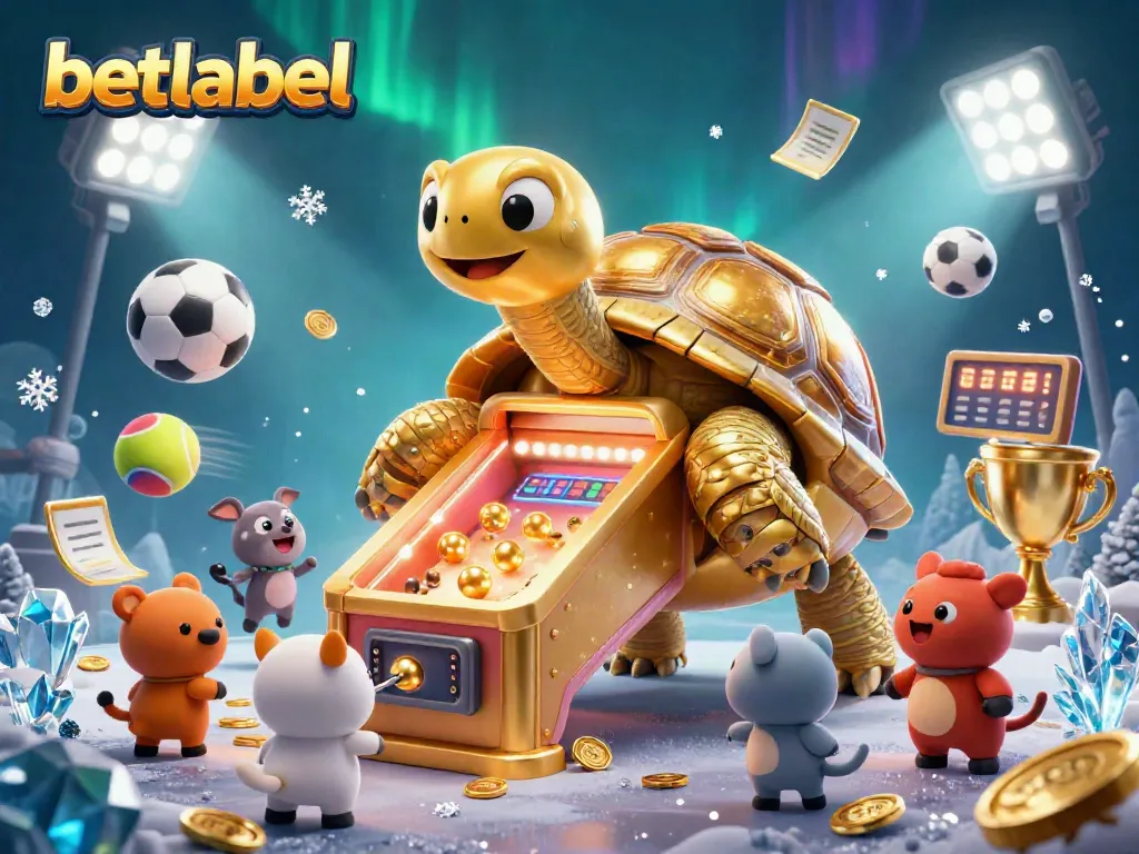 Engage with betlabel's dynamic gambling atmosphere featuring a colossal tortoise pinball machine.