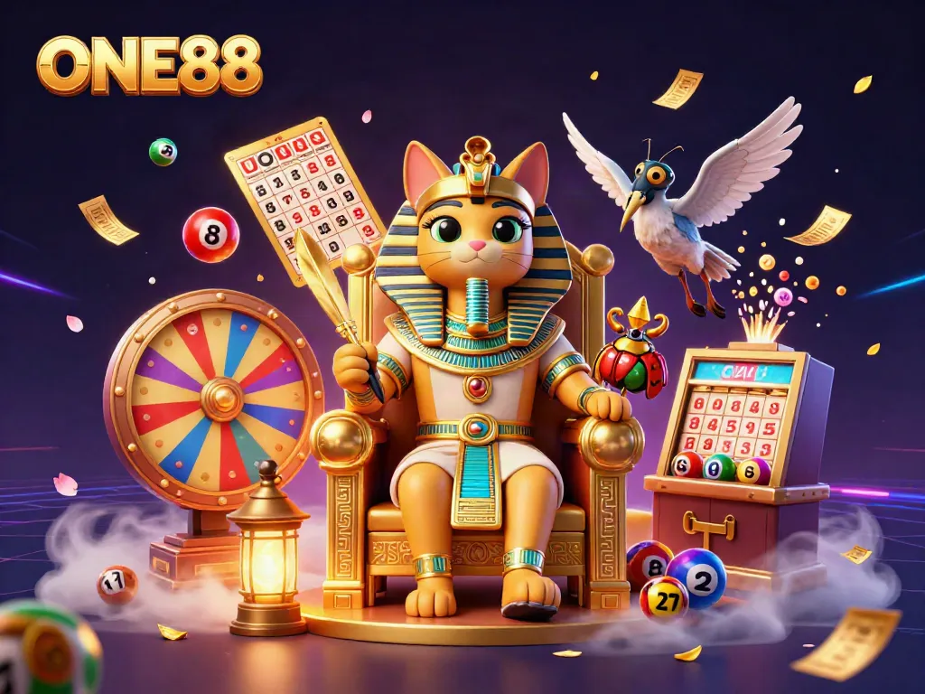 Engage in exhilarating gaming moments with ONE88 in a vibrant, dynamic 3D casino illustration.