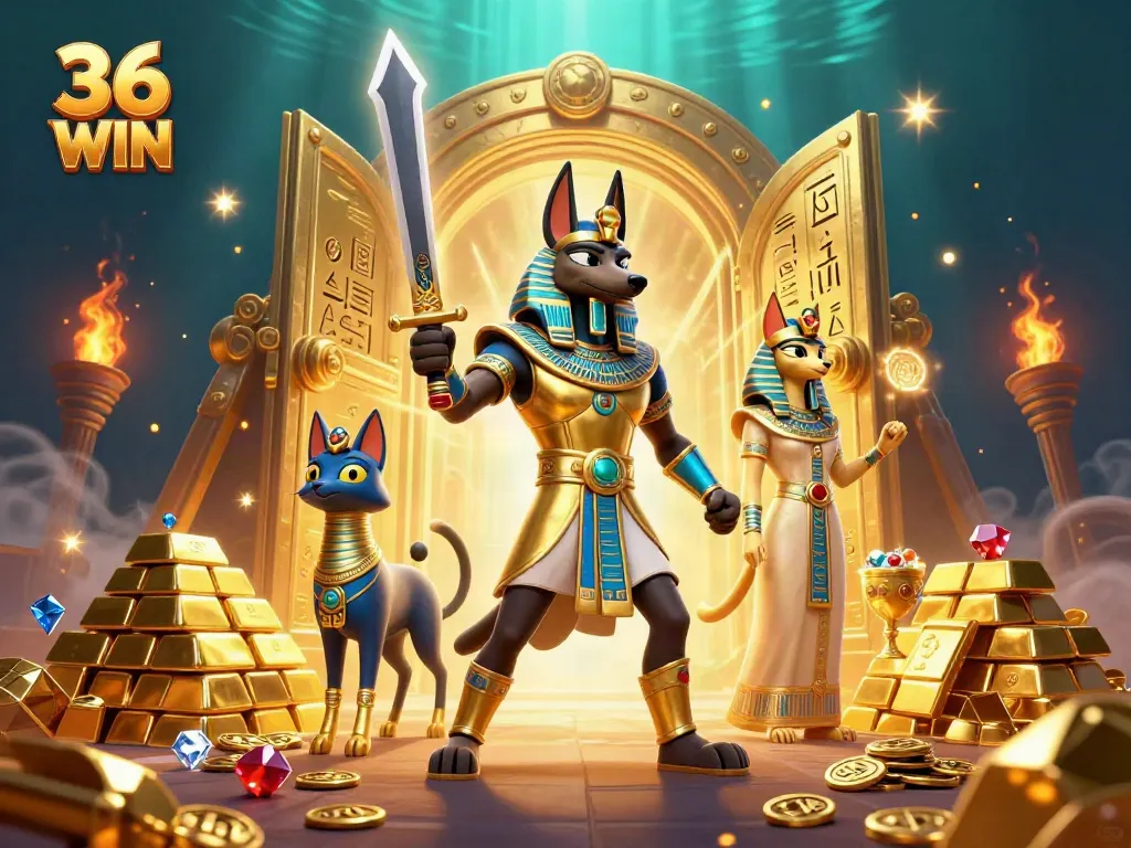 Experience thrilling gaming adventures at 36 WIN with Egyptian-themed treasures and characters.