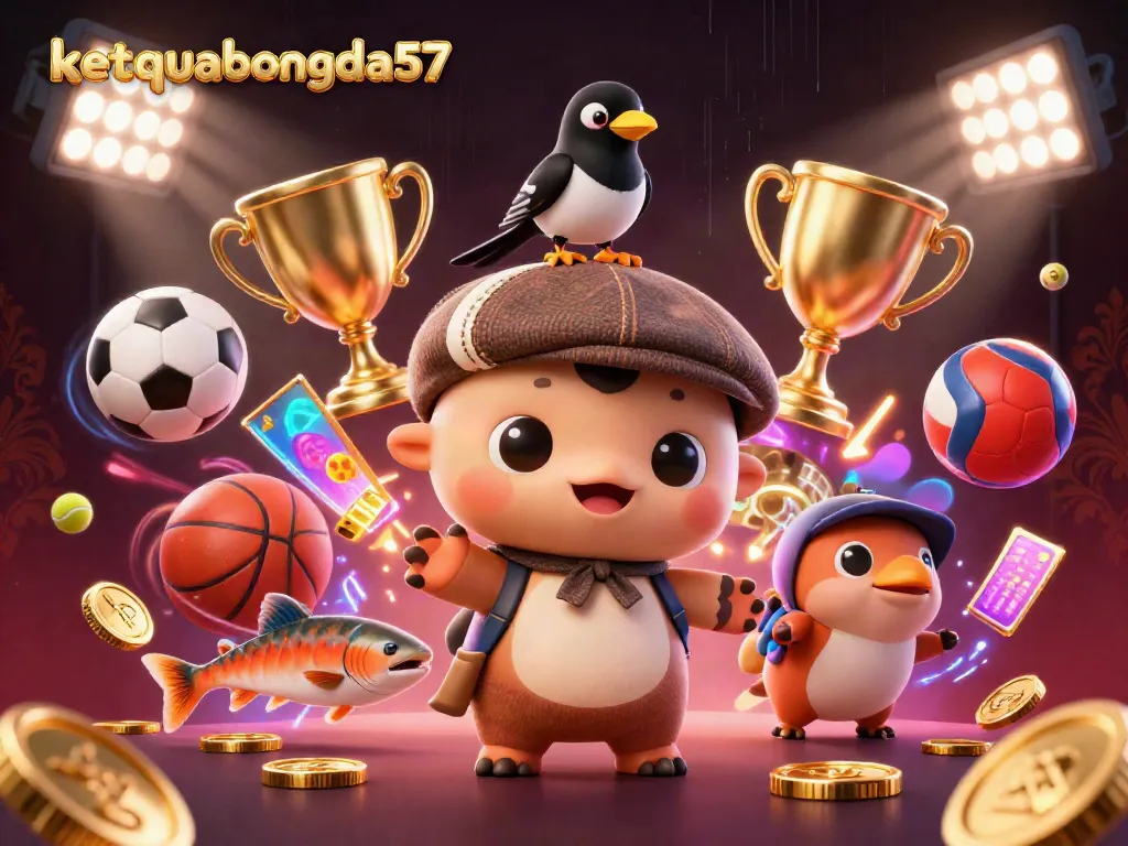 Experience real-time sports thrills with ketquabongda57, showcasing a vibrant action-packed illustration.