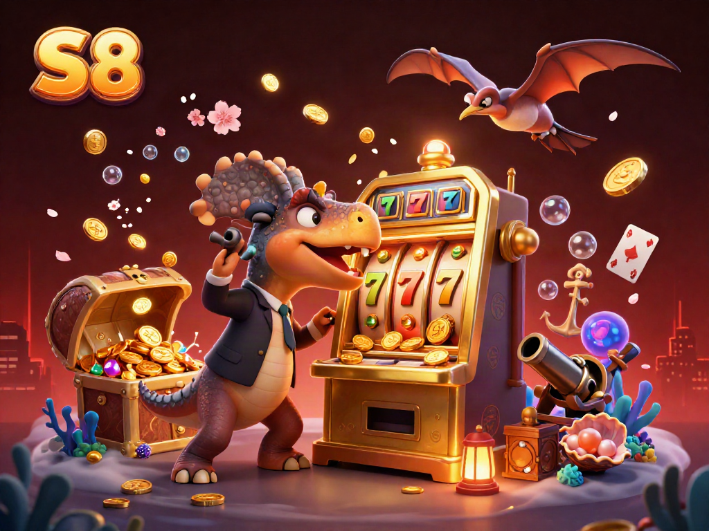 Experience the thrill of S8 with a dynamic 3D scene of gaming action and excitement.